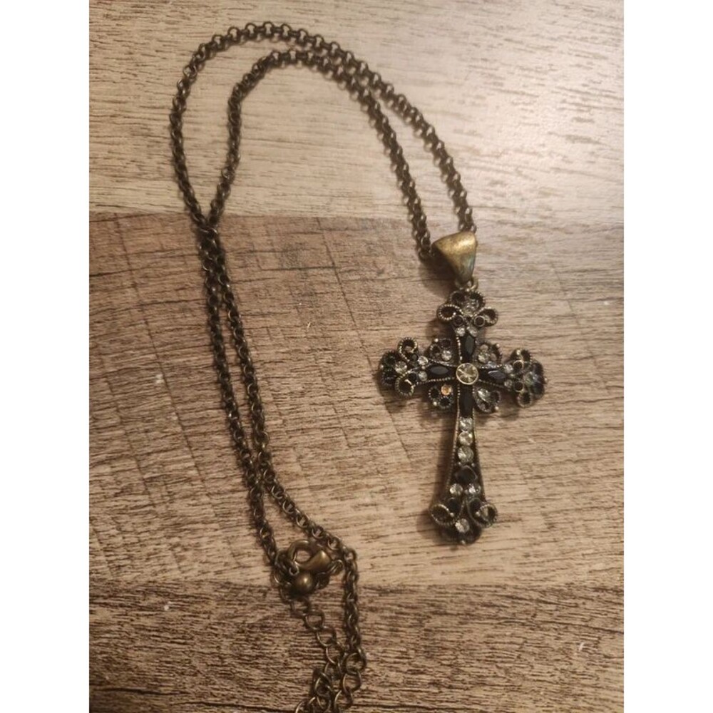 Lia Sophia Brass Tone Cross Necklace